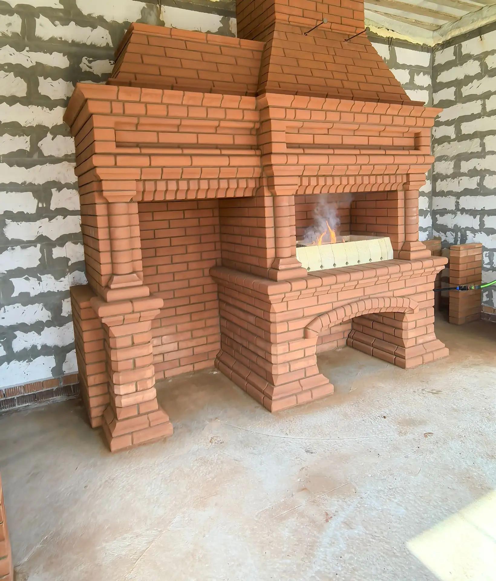 Печной комплекс в процессе отделки